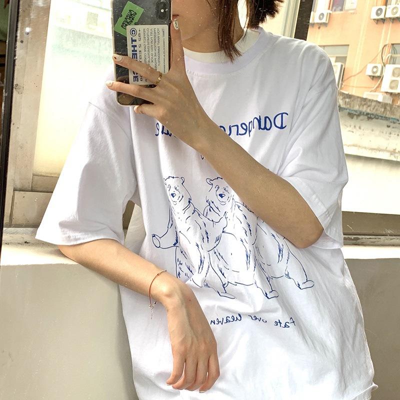 Short-sleeved T-shirt for Women Loose Summer Clothes Harajuku BF Style New Korean Style Student Half-sleeved Top T-shirt for Women