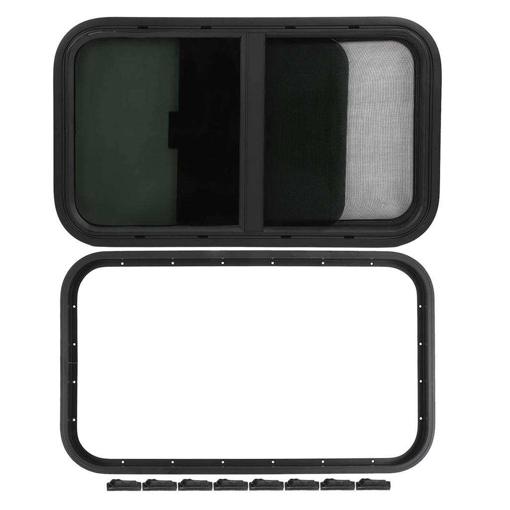 RV Window Round Corner Vertical or Horizontal Sliding RV Tempered Fully Airtight RV Emergency Window with Insect for Trailer Camper Structures