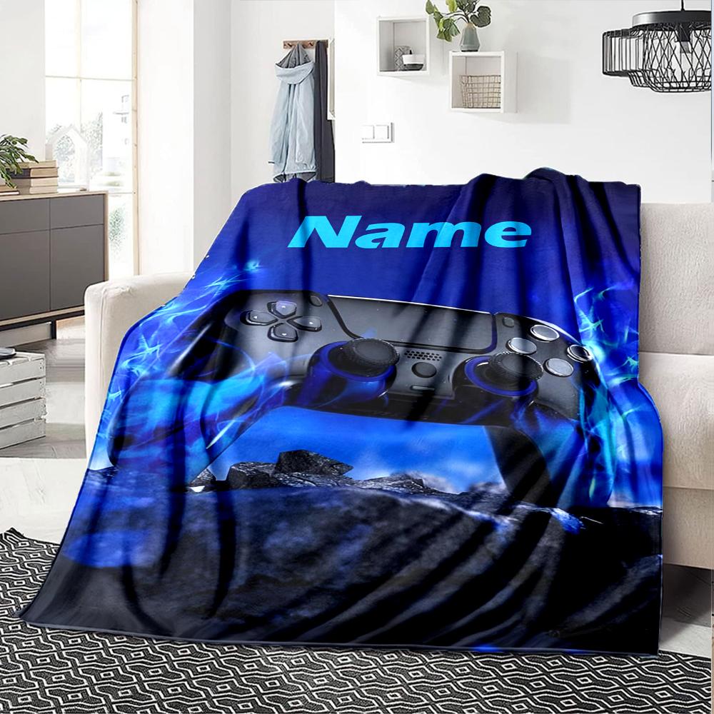 Custom Name Game Controller Theme Printed Blanket - Perfect for Couch, Bed, Travel & Outdoor Use | Machine Washable, Cozy & Durable.