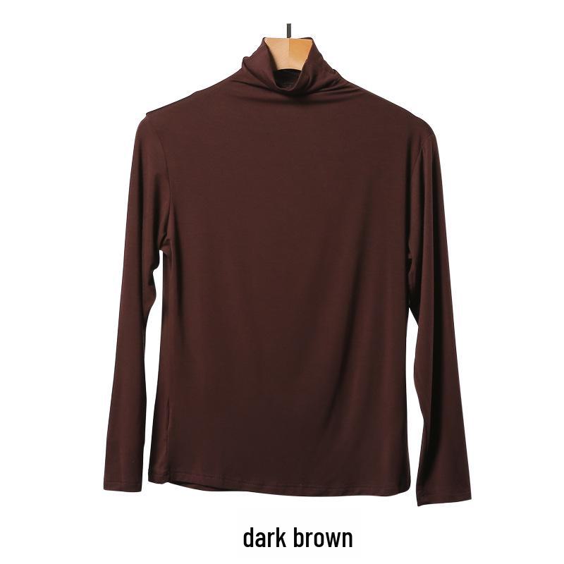 Women's Black Half-High Collar Long-Sleeve Shirt - Korean Style, 2025 Spring/Autumn