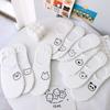 5 Pairs/lot White Cartoon Boat Socks for Women Cute Sketch Thin Summer Shallow Socks Silicone Non-Slip Invisible Crew Socks