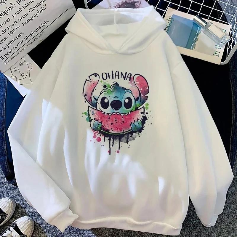 Stitch Angel Cartoon Print Children’s Hooded Sweatshirt Boy Girl Autumn Winter Daily Outdoor Casual Loose Warm Sportswear