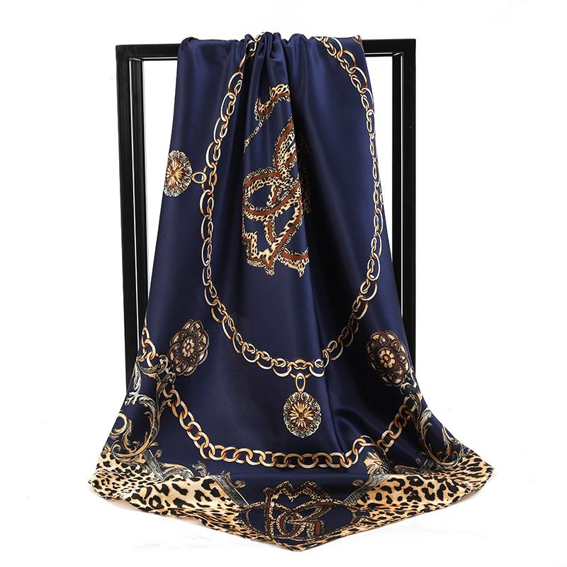 Square Silk Scarves Women 90*90Cm Satin Hijab Scarf Muslim Female Chiffon Shawls And Wrap Hair Head Scarves Pareo Bandanna