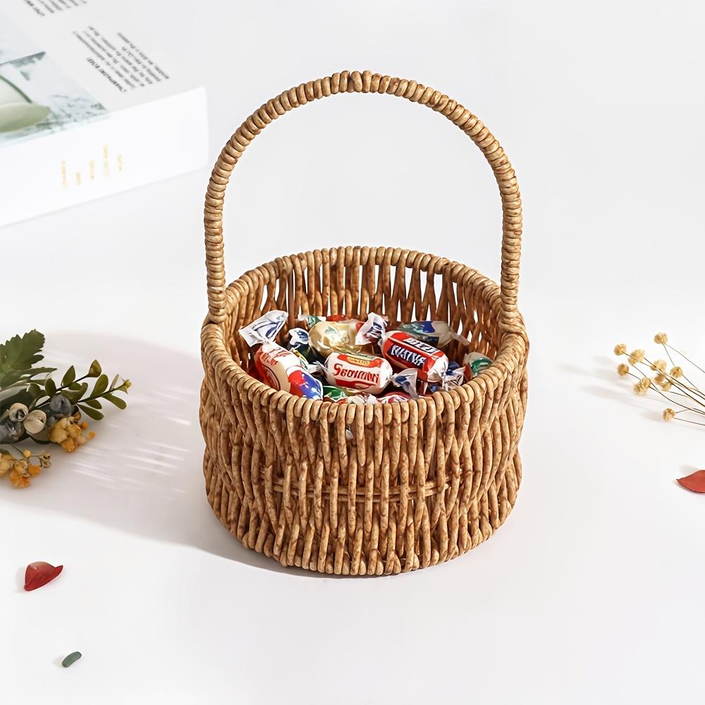 Mini Rattan Woven Hand Basket, Living Room Storage Basket, Gift Basket, Shelf Baskets