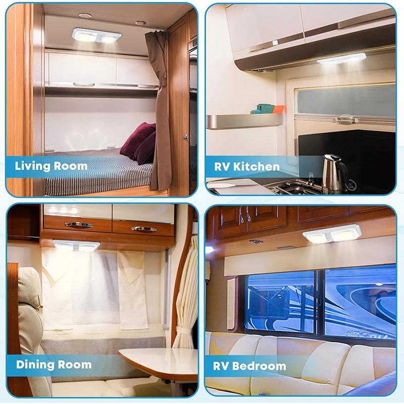 12V 8W RV LED Ceiling Double Dome Light Natural White 4500K with Switch vehicle Interior Reading Lights for Car Camper Boat