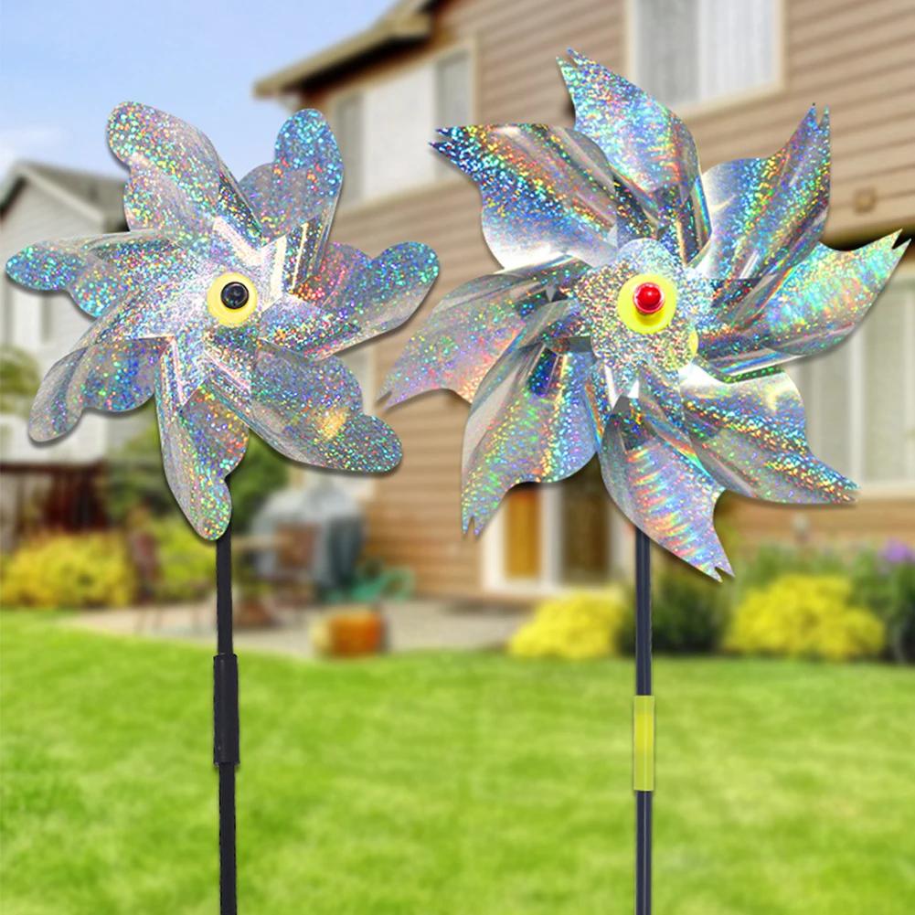 Große lasergesteuerte Vogelabwehr-Windmühlen – Dekorative, reflektierende Windräder für Garten und Rasen