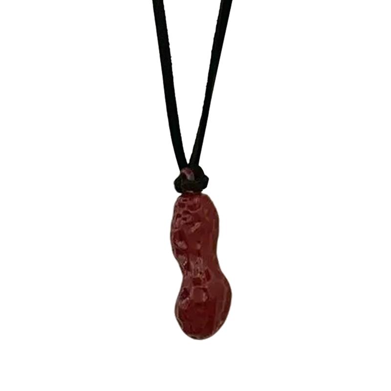 

Beautiful Peanut Pendant Necklace Peanut Neck Jewelry Leather Rope Necklace Alloy Texture Suitable for Fashion Lovers