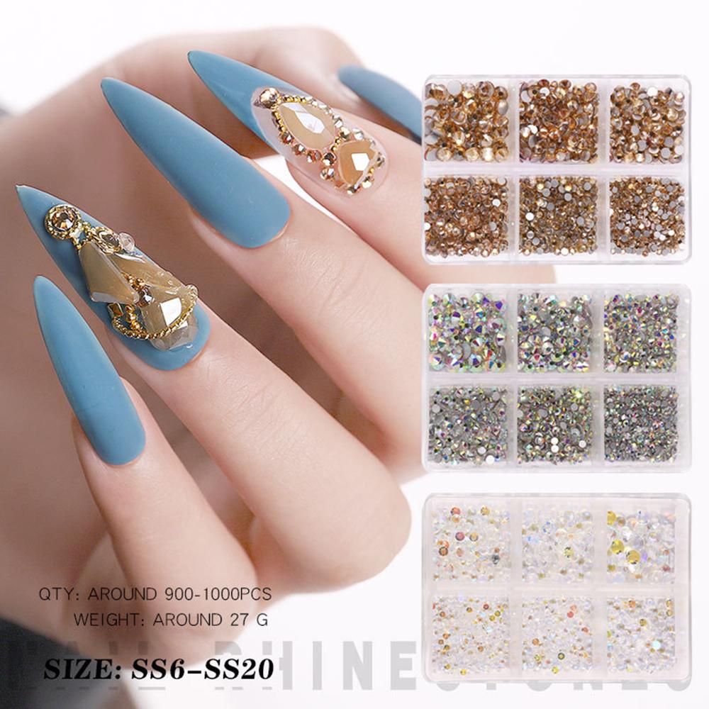 

Jewelry Diamond Non Hot Fix Nail Rhinestones 3D Flatback AB Glass Nail Crystal
