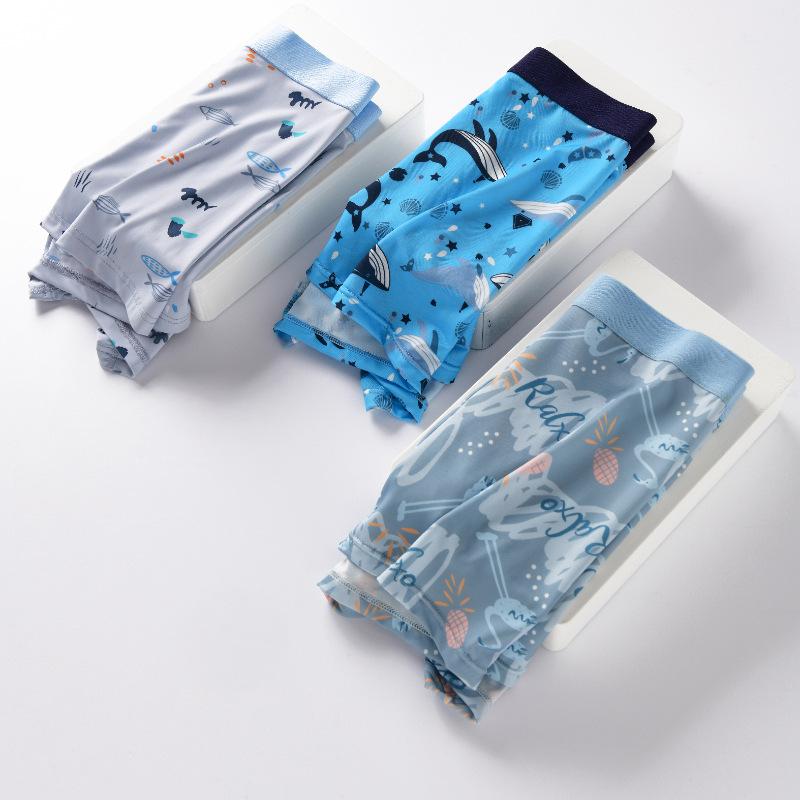 Men's  Ice Silk Underwear Flat Corner Summer Printed Thin Ice Cool Underwear