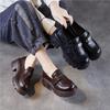 Mocassini in Vera Pelle con Suola Spessa Décolleté Versatili Scarpe da Donna Casual con Tacco Alto Spesso