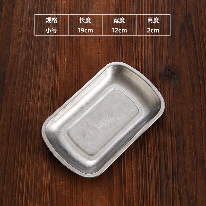 Vintage Korean Style Stainless Steel Tray Dinner Plate Snack Dessert Fruit Cake Bread Steak Tray Food Tray Kitchen Accessories