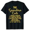 Engraçado O Código da Vovó Avó Avô Camiseta Masculina Feminina Hip Hop Camiseta Oversized 100% Algodão Camisetas Confortáveis