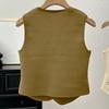 French Retro V-Neck Single-Breasted Irregular Sleeveless Slim Knitted Vest For Women