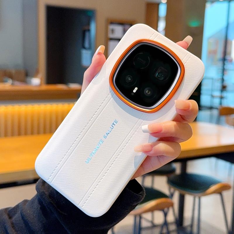Luxury Cross Texture Leather Design Case For Honor Magic8 Magic7 RS & Magic 8 7 RS Slim Orange Camera Ring Shockproof Cover