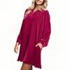 Women's Long Sleeved Solid Color Loose Straight Dress