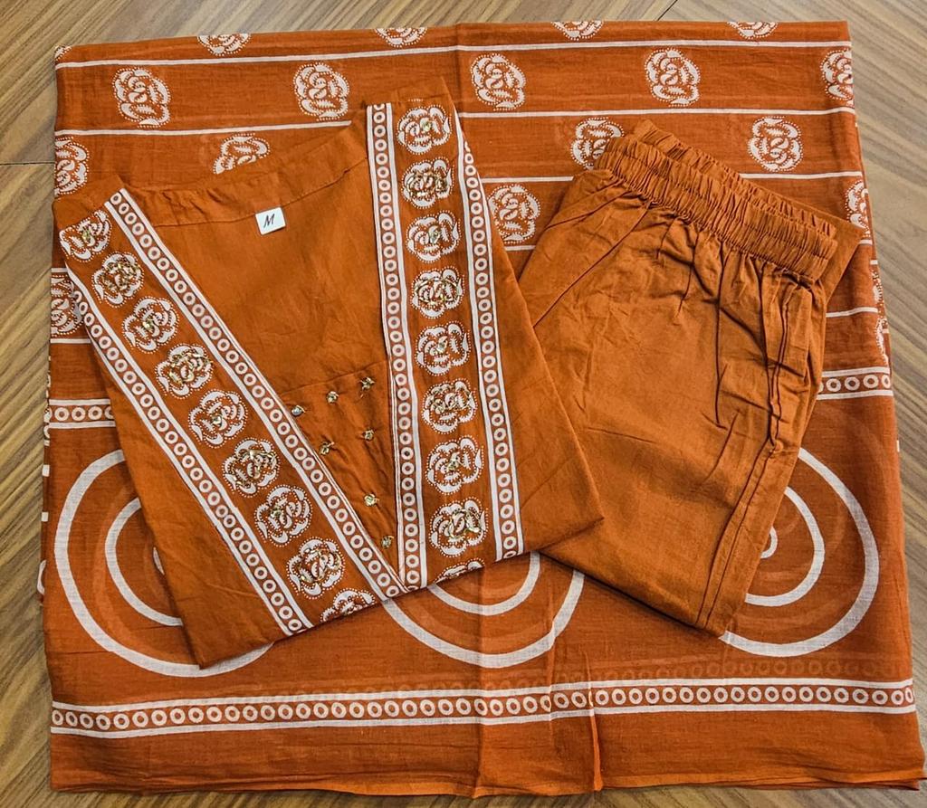 Women Designer Cotton Kurta Pant Dupatta Set Indian Bollywood Top Tunic Kurti Salwar Suit