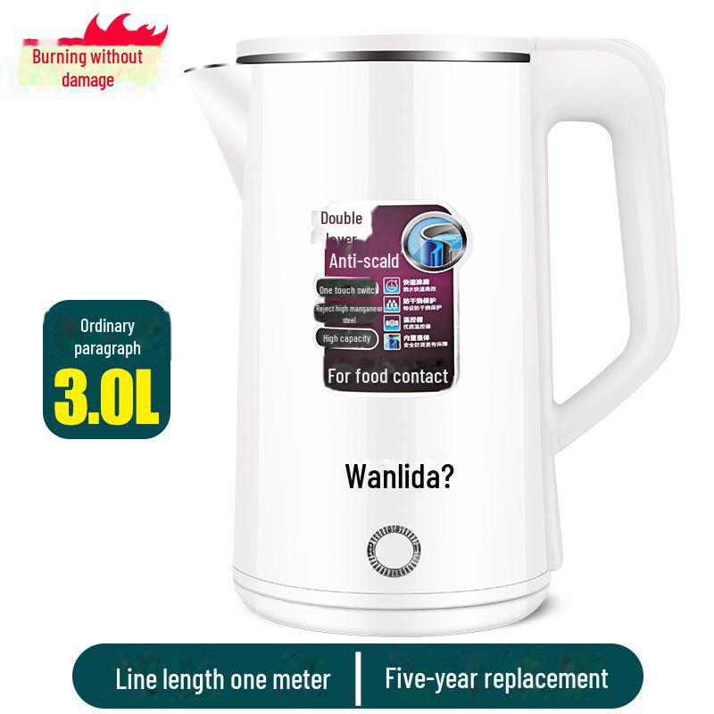 Hervidor eléctrico de aislamiento de acero inoxidable Wanlida de 3 l para uso doméstico