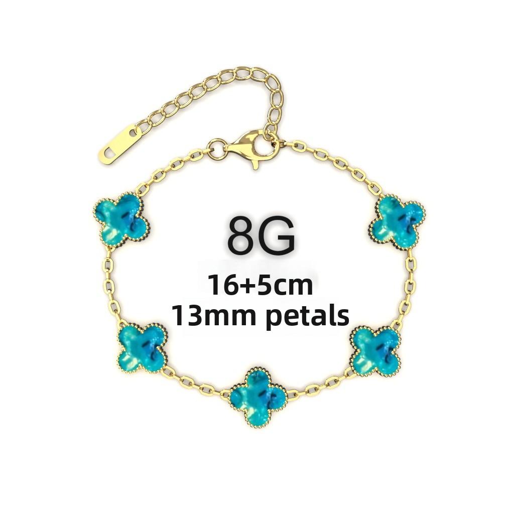 13MM Titanium Steel Four-leaf Clover Bracelet Small Fresh Fashion Petals 18K Does Not Lose Color Ladies Bracelet
