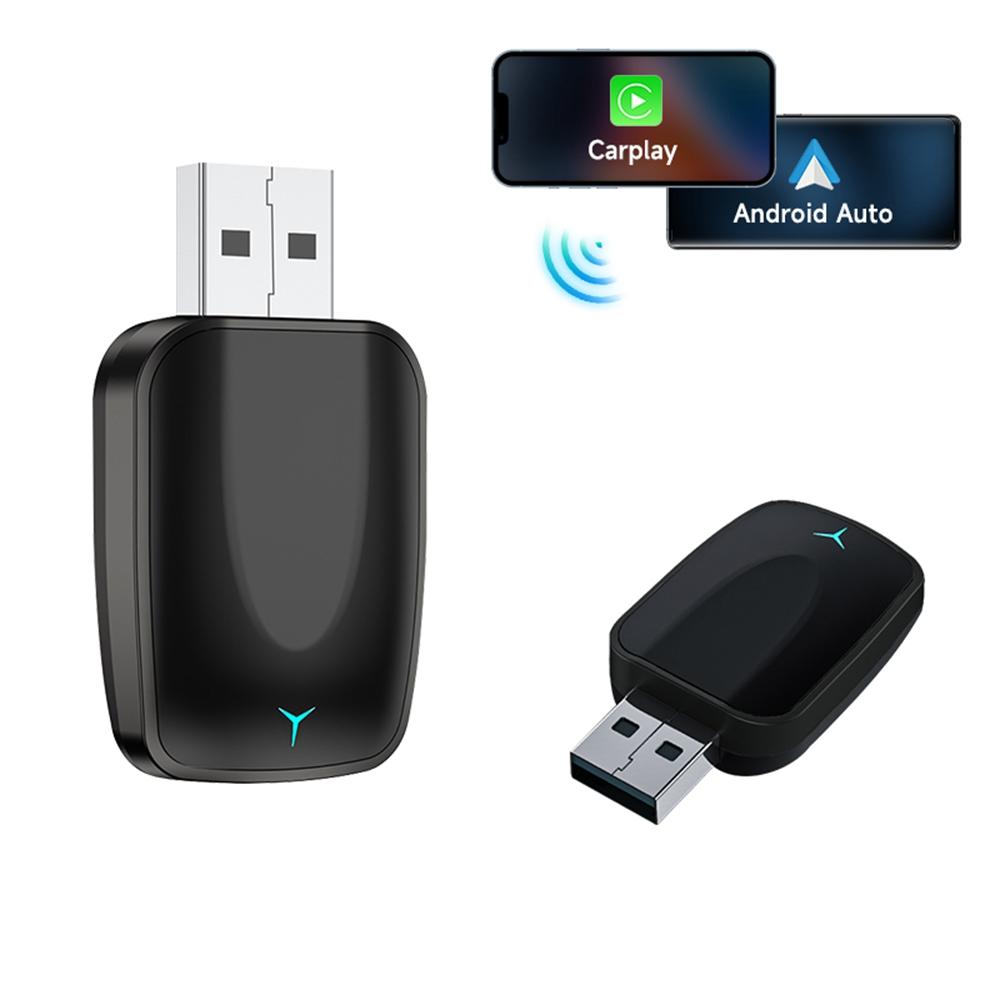 AB051E 2 in 1 CarPlay Android Auto Wireless Adapter Bluetooth-Compatible WiFi Connection USB Dongle