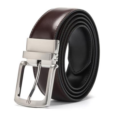 Men's Leather Belt Reversible Buckle Luxury Brand Male Waist Cowskin Belts for Jeans Rotated Designer Accessories High Quality