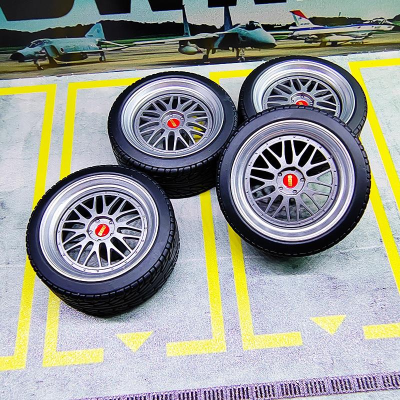 4pcs 1/18 32mm/36mm/42mm Diameter Plastic Wheels Rubber Tires RPF1 RAYS TE37 57CR CE28 BBS ABS Rims for 1:18 Model Car