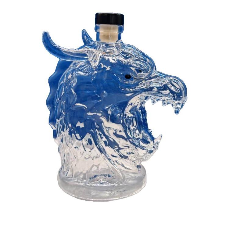 Luxury Dragon Head Whiskey Decanter-Handcrafted Crystal Clear Glass with Intricate Scale Carving, Collector's Display Art Piece