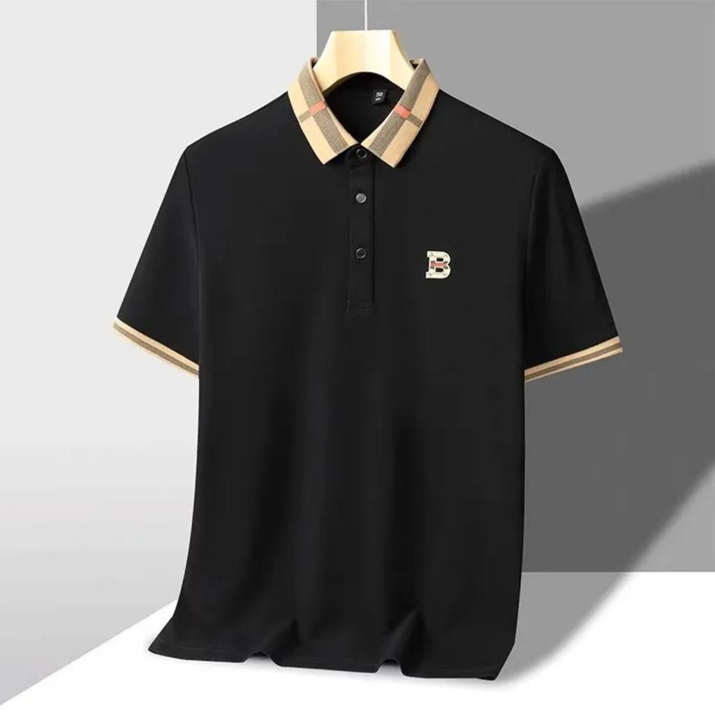 Luxury Short Sleeve Polo Shirt Men New High-end Silk Cotton Breathable Paul T-shirt Fashion Casual Men's Wear