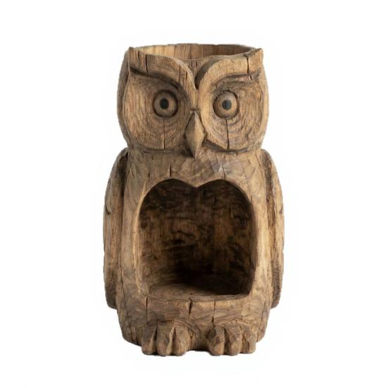 

Owl Shape Bird Feeder Resin The Quiet Watcher Owl Bird Feeder with Planter 2-in-1 Decorative Outdoor Bird Feeder for Garden Balcony Patio Owl