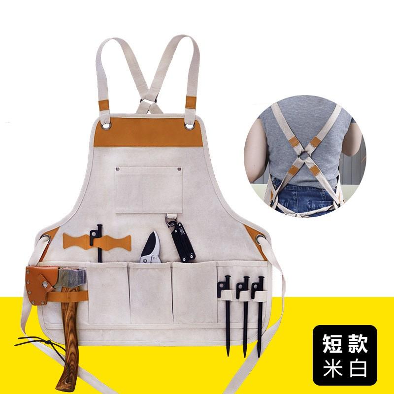Heavy Duty Canvas Apron Gardening Woodworking Barber Crafting Unisex Workwear Japanese Style