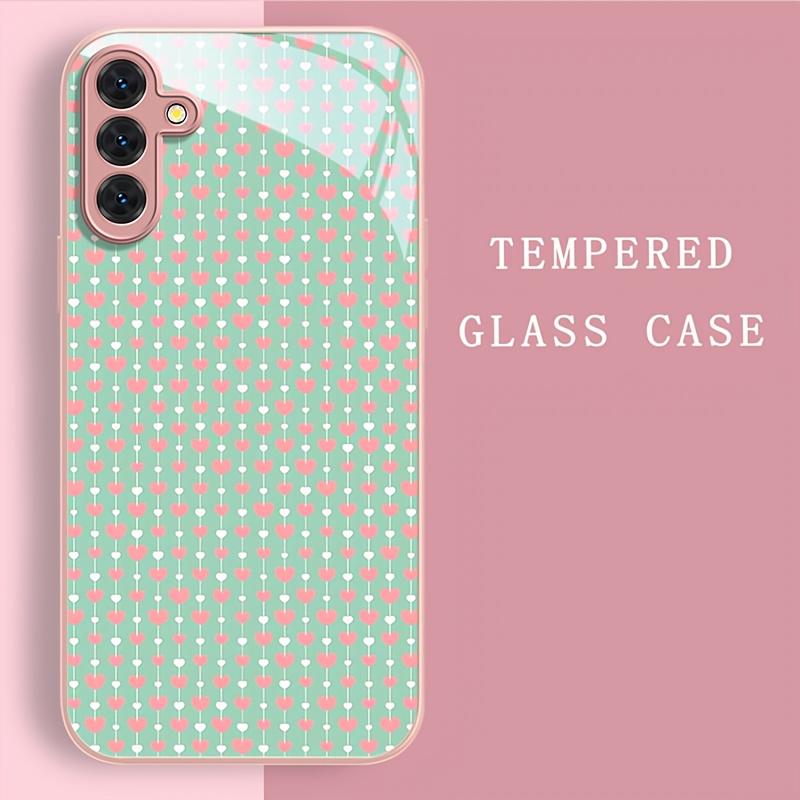 Sweet Green Pink Hearts Fashion Phone Cases Carcasa Glass Fundas for Samsung Galaxy S26 S25 S24 S23 S22 FE Ultra Plus Phone Case