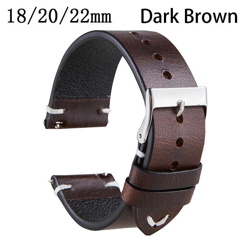 Quick Release Watchband Cowhide Watch Bracelet Leather Watch Strap Oil Wax Leather 18mm 20mm 22mm