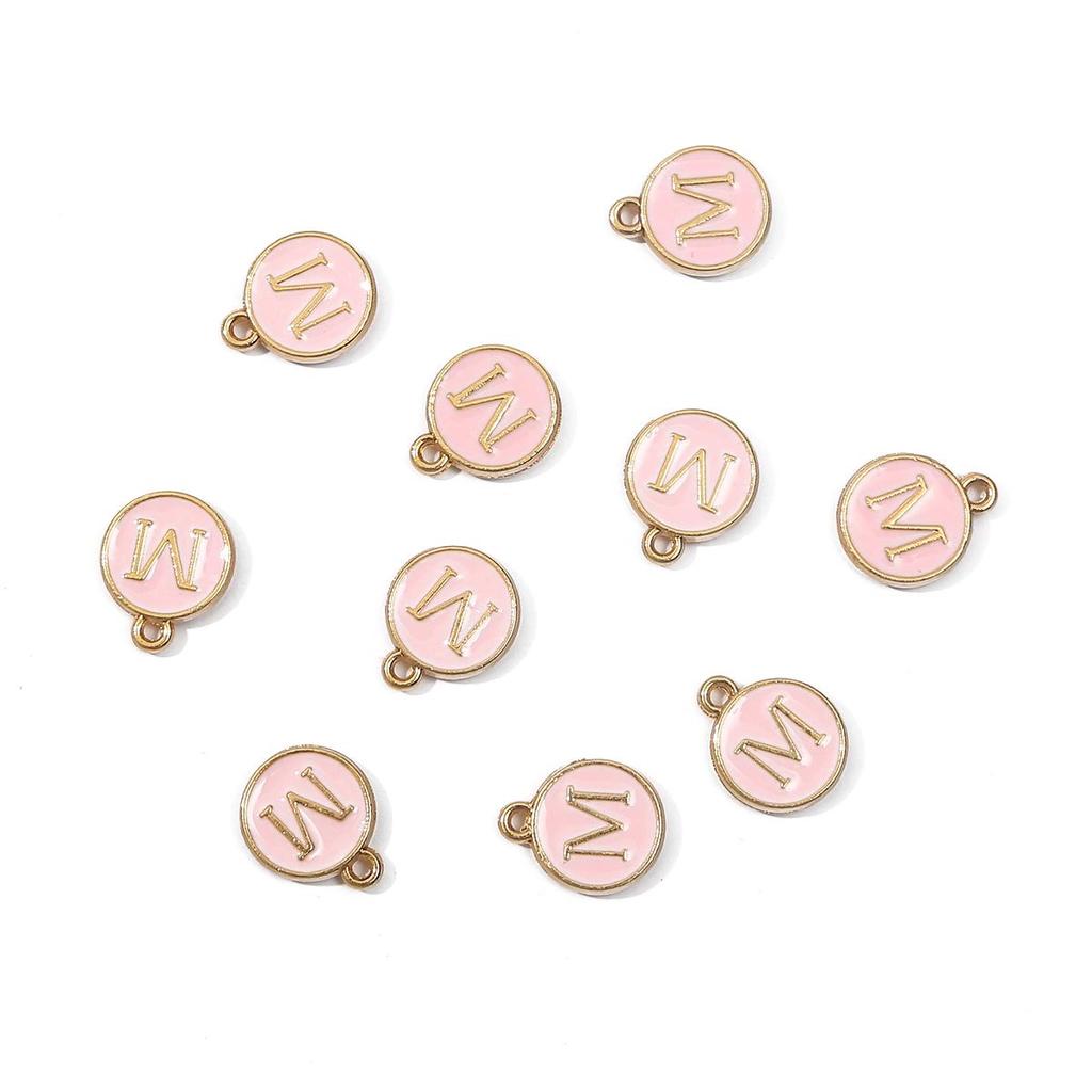 10Pcs 12x2.5mm Alphabet Double Face Charms Pendant Beads for Jewelry DIY Findings