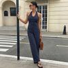 TIFICY Women's Fashion Casual Summer Spring Stripe Print Sleeveless Hanging Neck High Waist Trousers Jumpsuits & Rompers