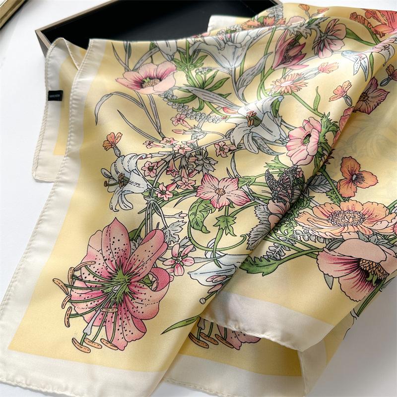 Luxury Silk Feeling Square Scarf Women  Print Satin Neckerchief Spring Hair Band Foulard Bandana Echarpe Tie Shawl Wraps