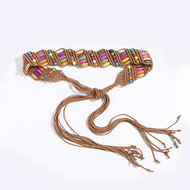 Resort Waist Bohemian Belt With Handmade Beaded Weaving For Womens Style Summer