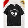 Bestes Katzenvater-Design Herren Kurzarm Freizeit Rundhals T-Shirt, T-Shirt, Bequemes Atmungsaktives T-Shirt Aller Zeiten