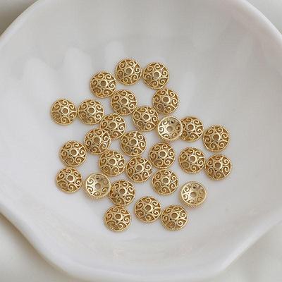 14K Gold Plated Lace Flower Bead Cap 8mm Spacer, Silver Holder for Handmade Jewelry