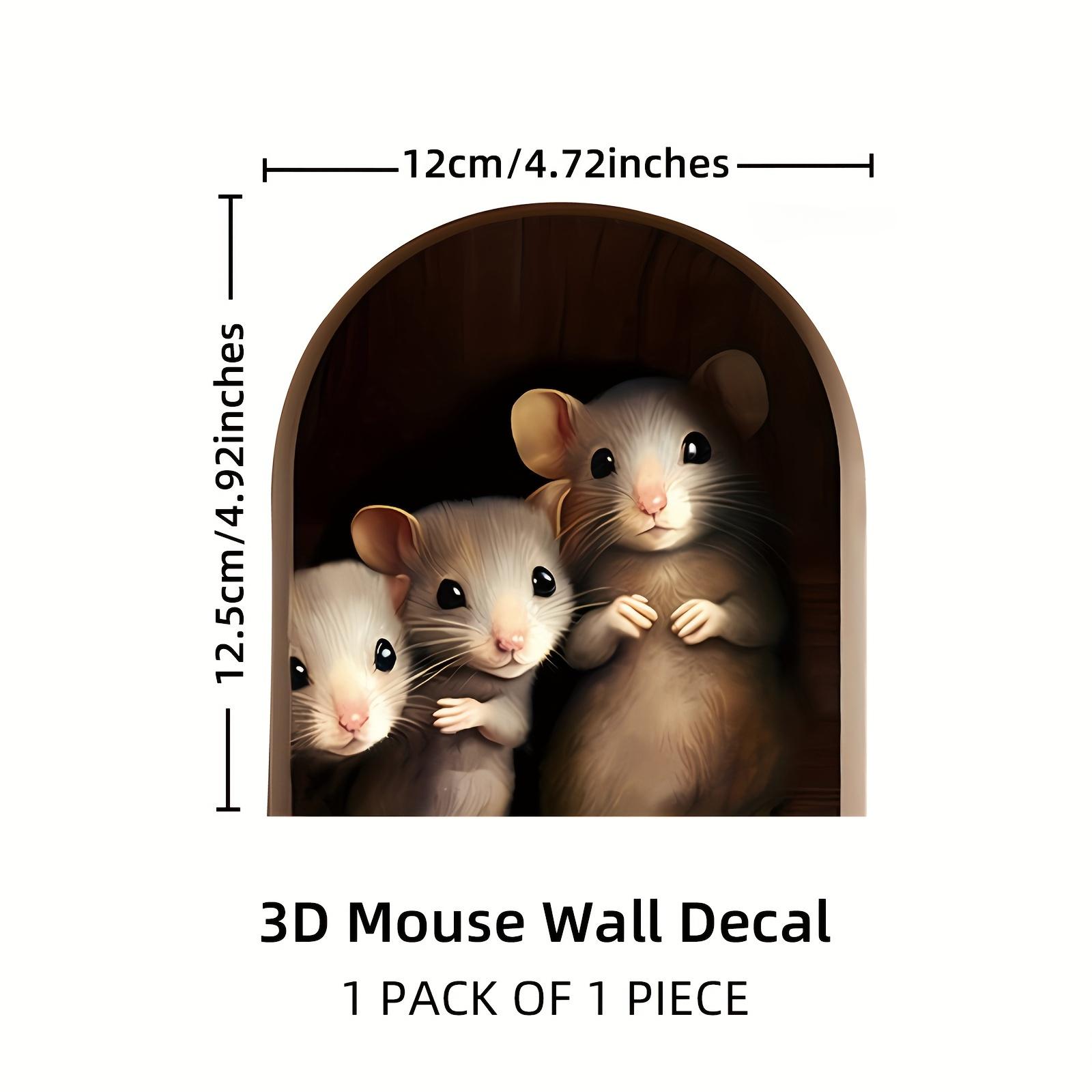 

3D Mouse In Hole Wall Stickers Waterproof Moisture-proof Self-Adhesive Wall Decals for Bedroom Living Room Porch Home Decoration (as the picture,12.5x12CM)