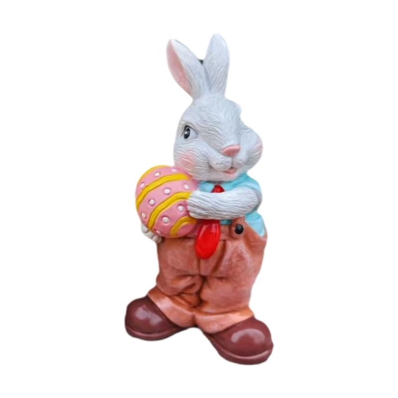 

Easters Rabbit Sculpture Colorful Bunnies with Eggs Resins Figurine Statue Ornament for Home and Garden Decoration Gift