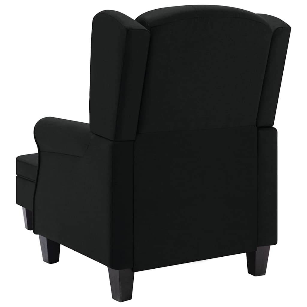 Armchair with Footstool Black Fabric
