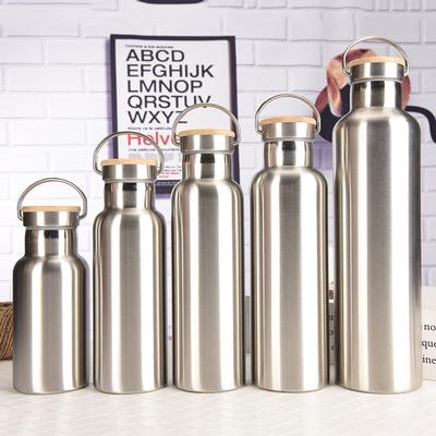 Stainless Steel Thermos Double Wall Vacuum Insulated Travel Water Bottles Flask Cup with Bamboo Lid Biking Camping Hiking Kettle
