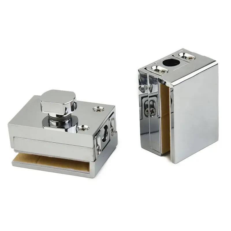 Glass Door Lock Floor Latch Lock Bolt For Home Bathroom Toilet Shop No Punching Single Door Ground Lock Zinc Alloy Hardware