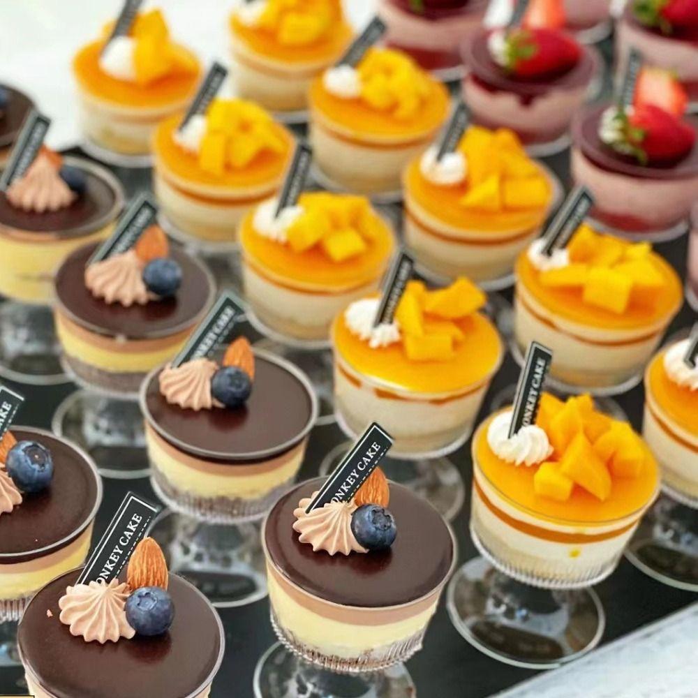 10pcs Plastic Mousse Cup Elegant Pudding Cup Food Container Disposable Dessert Cups  Christmas Party
