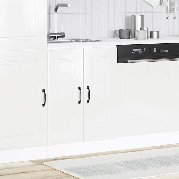 VidaXL Base Cabinet for Sink Kalmar Glossy White 60x46x81.5 Cm, Kitchen Base Cabinet, Kitchen Base Cabinet with Door 853439