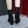 Suede leather thick heel women boots fashion  high heels ankle boots gh6 boots girls shoes  zapatos de mujer