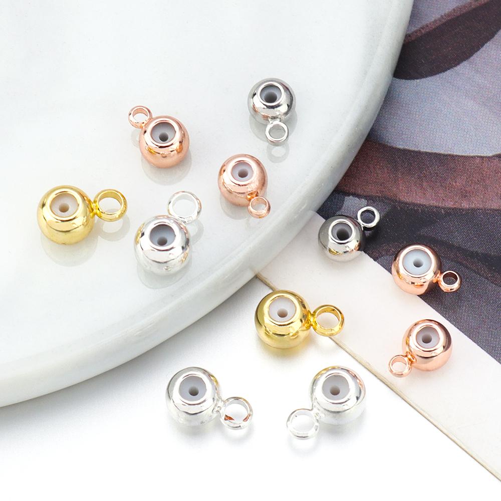 10Pcs 4 5mm Copper Plated Beads Large Hole Spacer Positioning Round Beads For DIY Craft Bracelet Necklace Connection Accessories