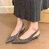 Fashion 2025 Spring New Brand Women Sandal Fashion Pointed Toe Shallow Slip On Ladies Slingback Shoes Low Wedge Heel Mules