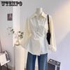 Strappy Waist Cinched Long Sleeved Shirt for Women In The Autumn Designed for Commuting Korean Style Top