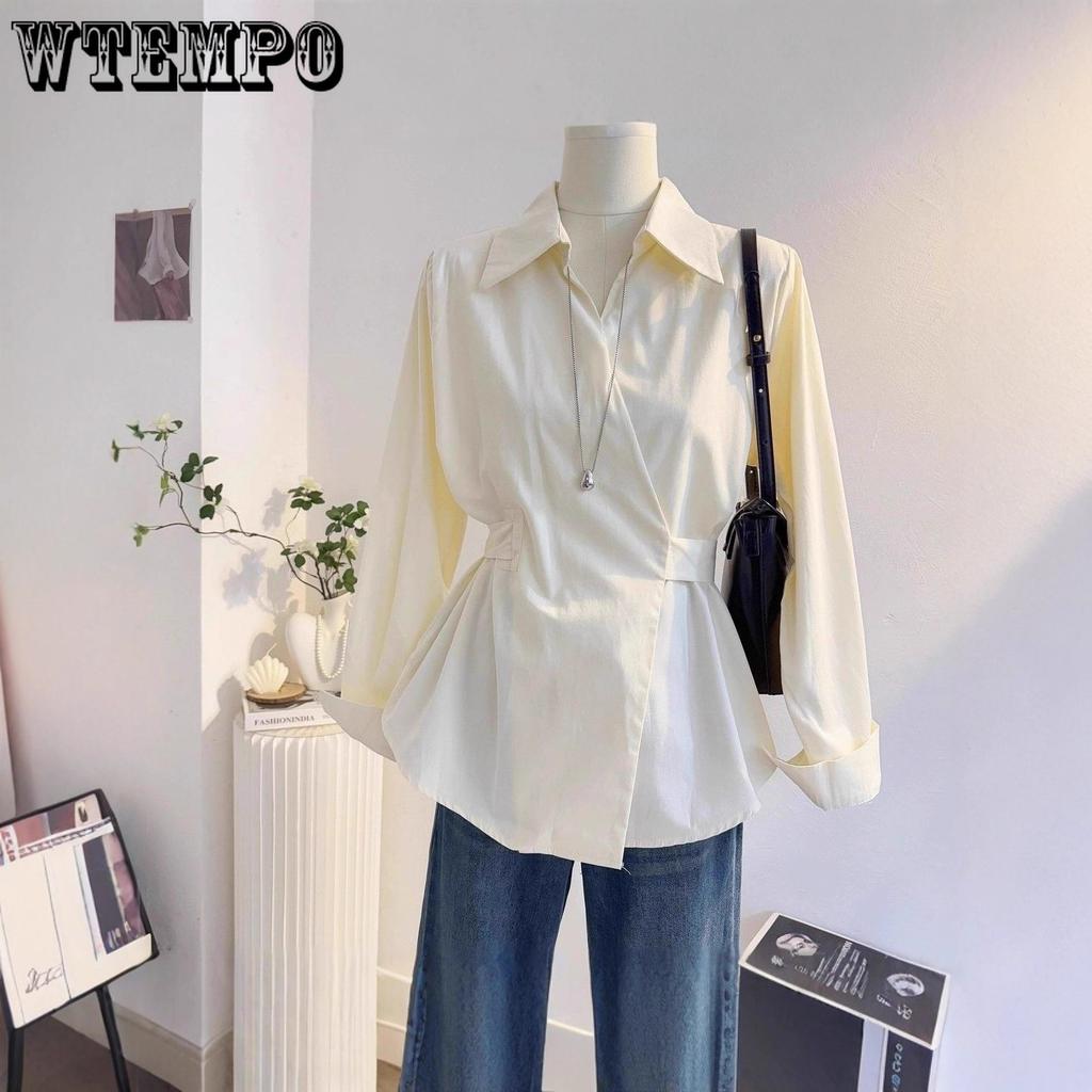 Strappy Waist Cinched Long Sleeved Shirt for Women In The Autumn Designed for Commuting Korean Style Top
