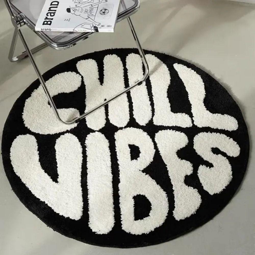 

3D Round Carpet 60X60cm Fluffy Circle Mat Soft Bedroom Carpet Living Room чорний